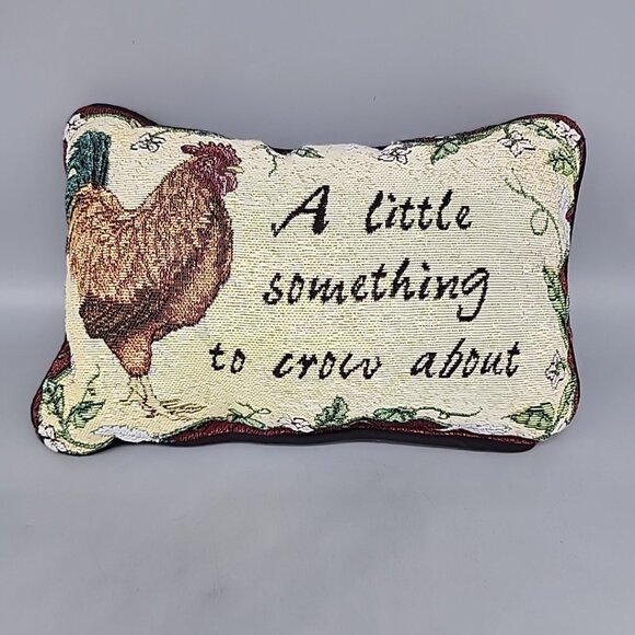Rooster Something To Crow About Le Roost 12.5" x 8.5" Tapestry Pillow Farmhouse - Picture 1 of 4
